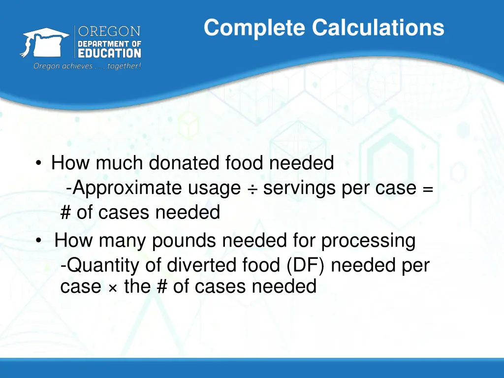 complete calculations