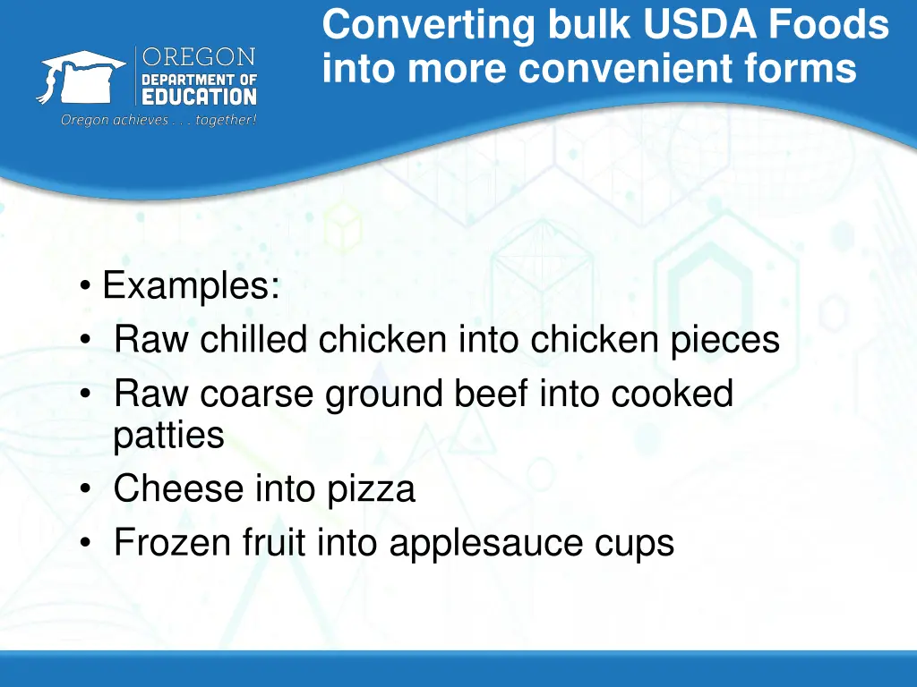 converting bulk usda foods into more convenient