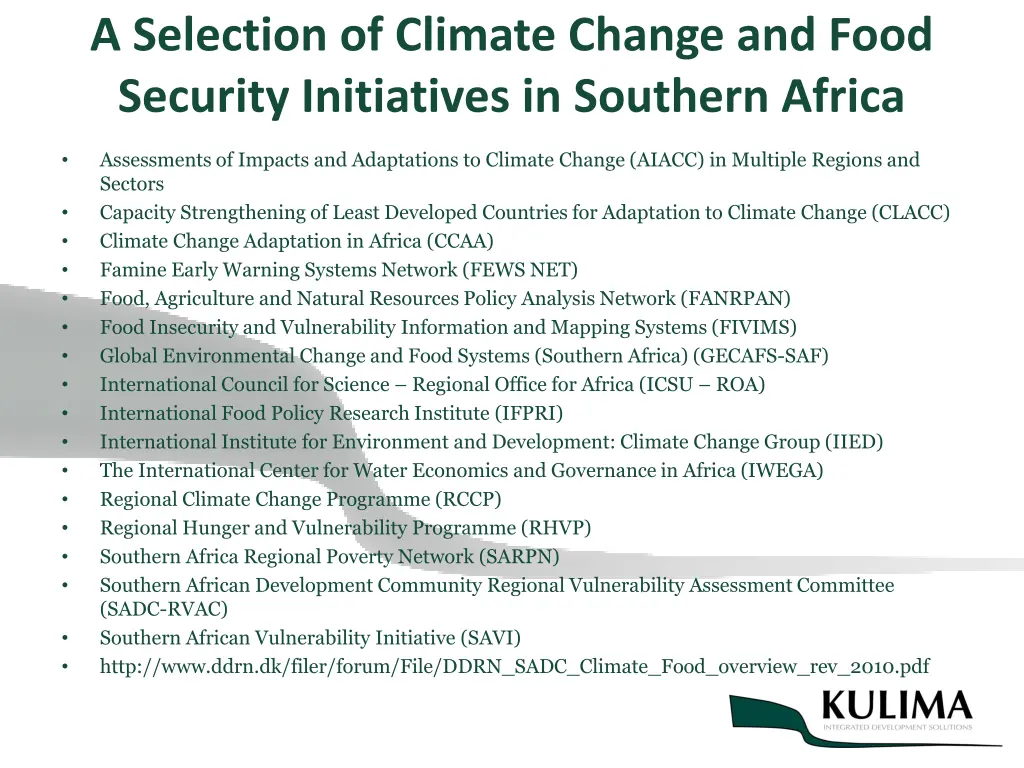 a selection of climate change and food security