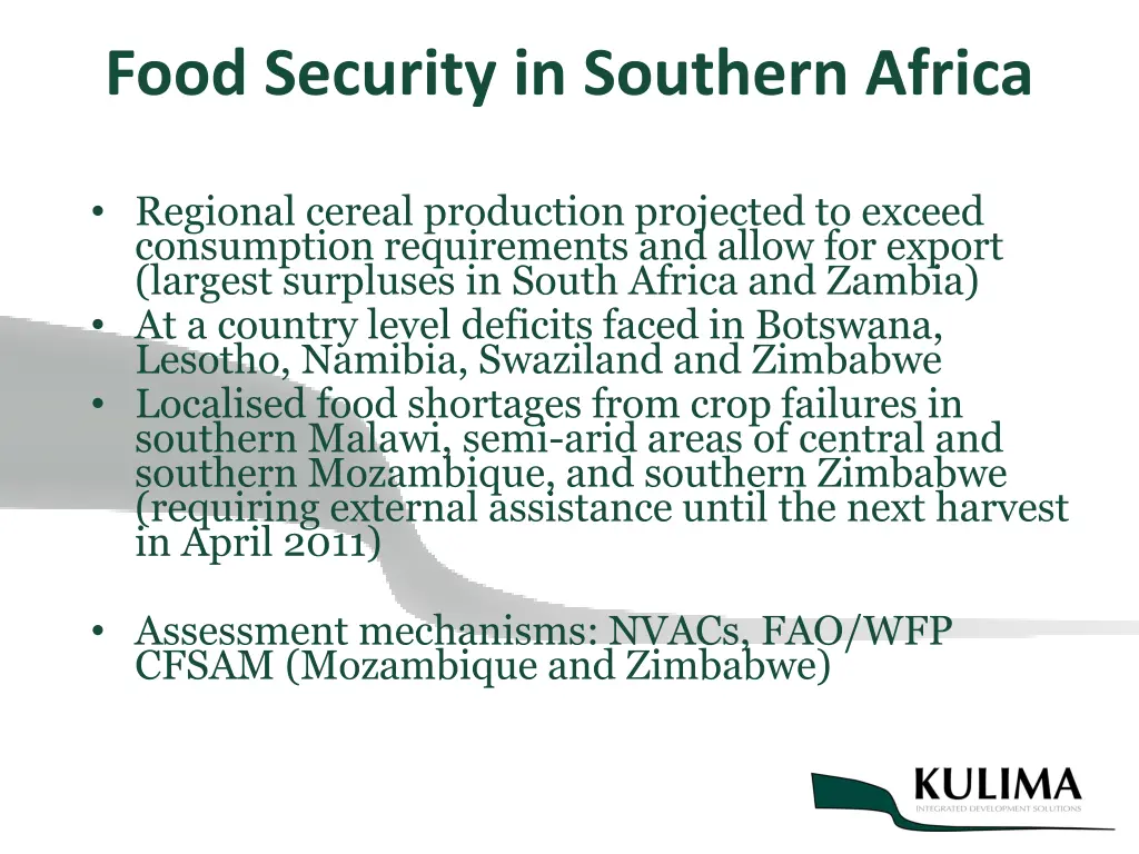 food security in southern africa