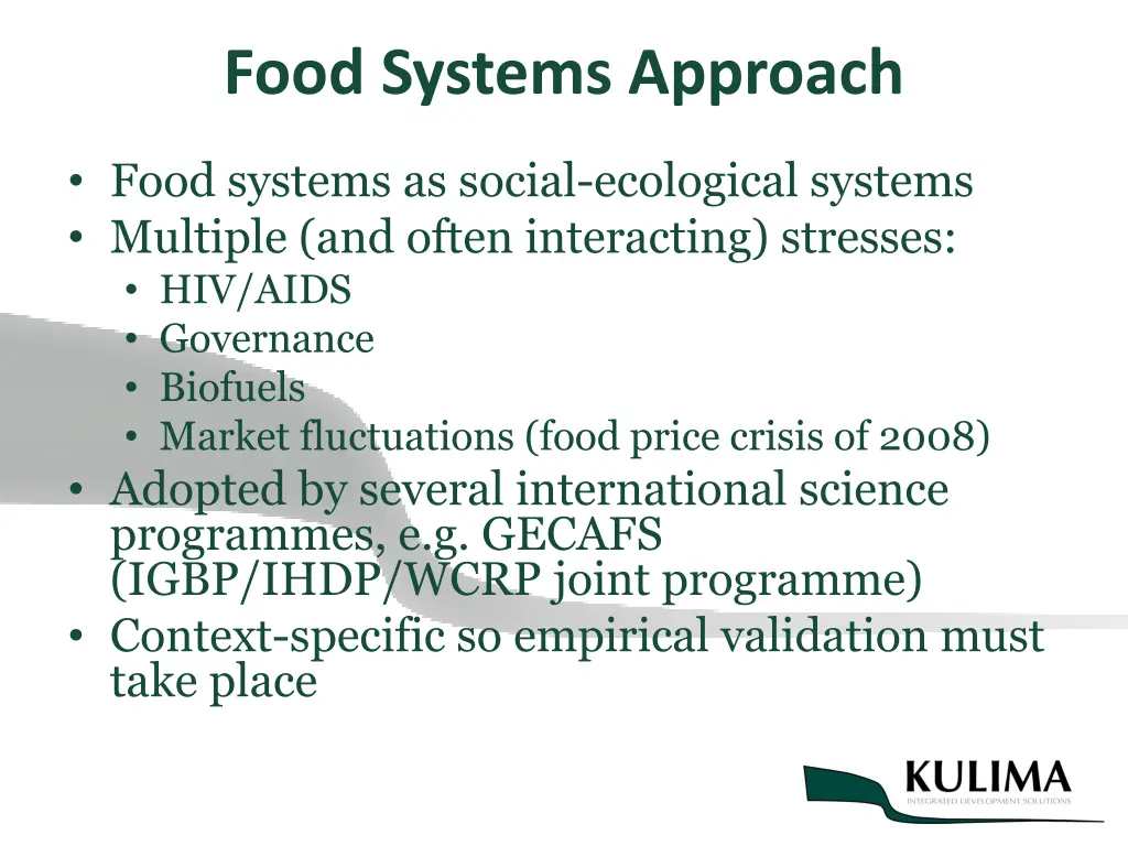 food systems approach