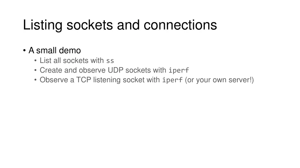listing sockets and connections