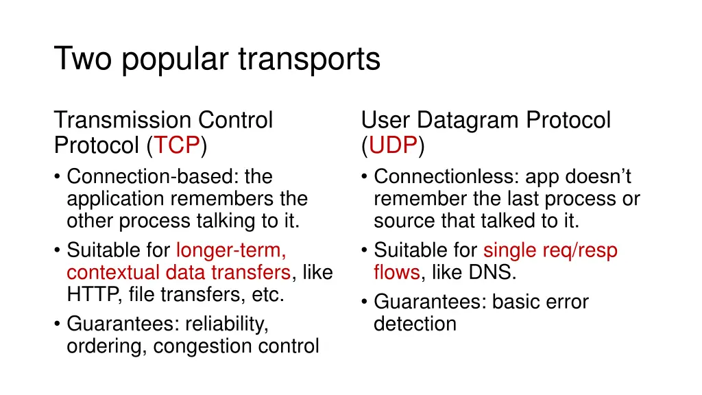 two popular transports