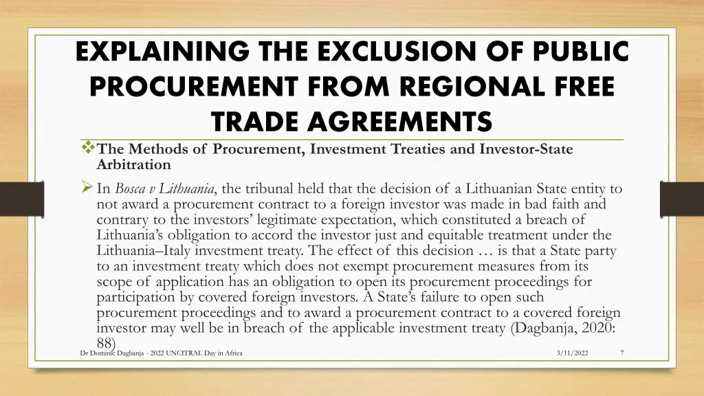 explaining the exclusion of public procurement 2