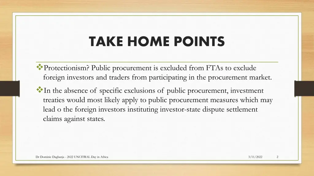 take home points