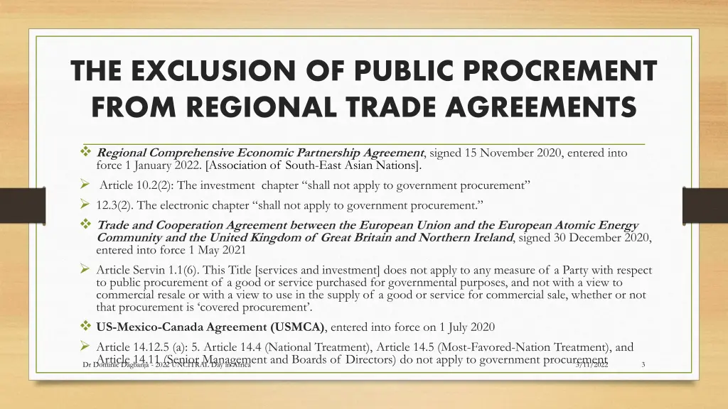 the exclusion of public procrement from regional