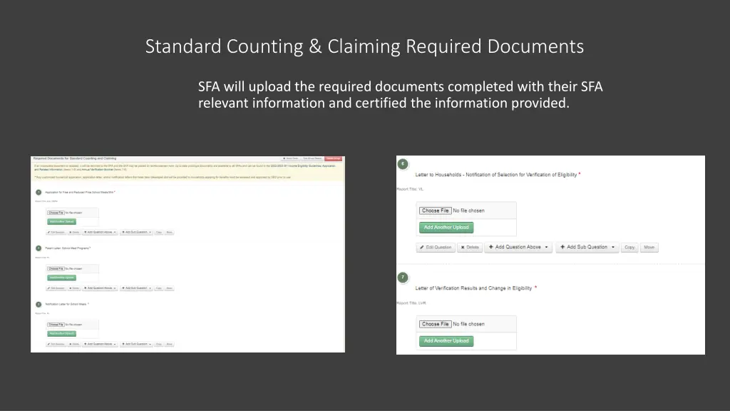 standard counting claiming required documents