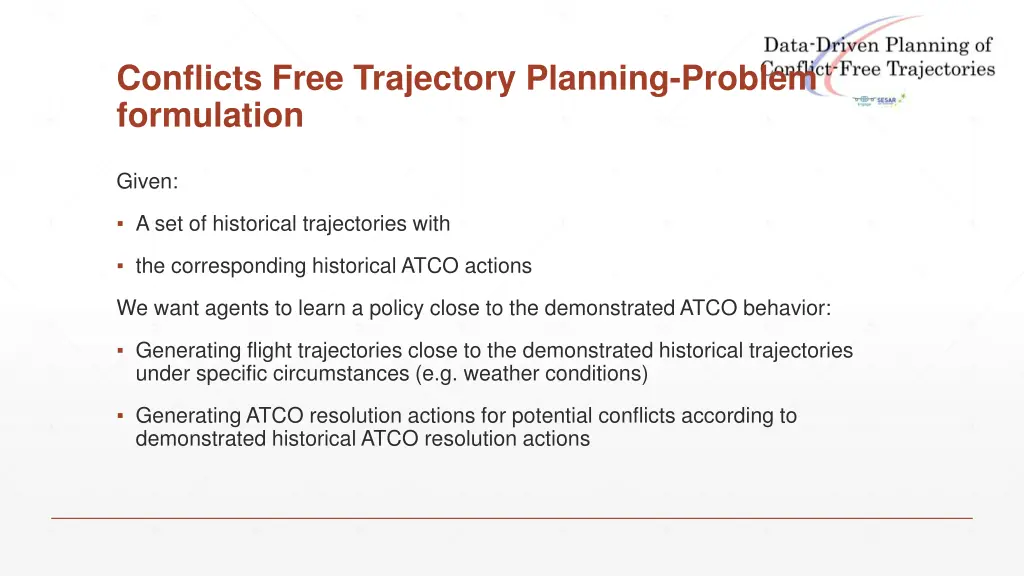 conflicts free trajectory planning problem