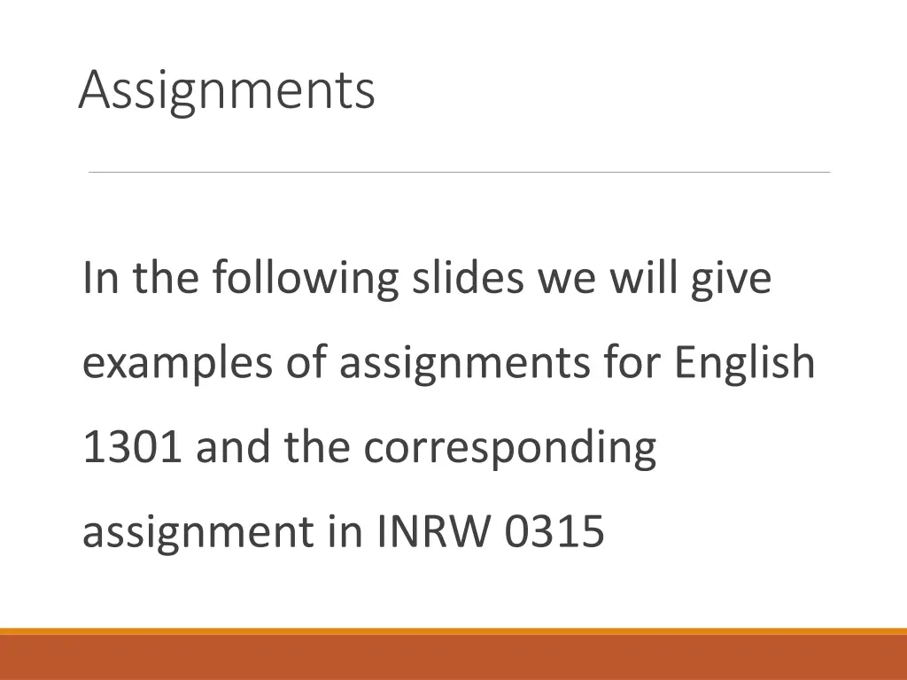 assignments