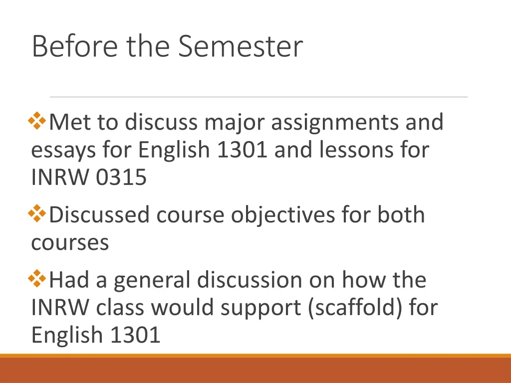 before the semester