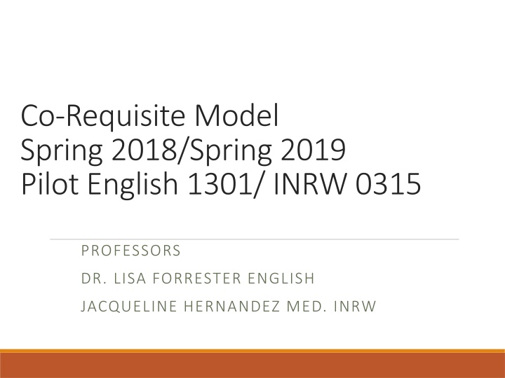 co requisite model spring 2018 spring 2019 pilot