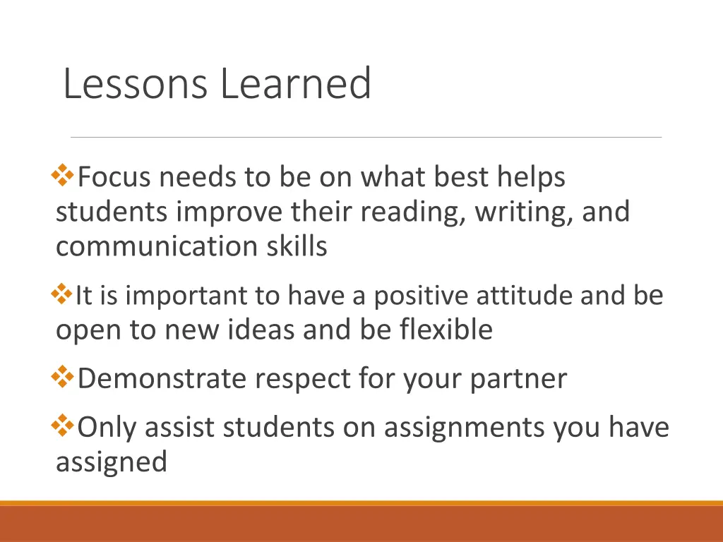 lessons learned