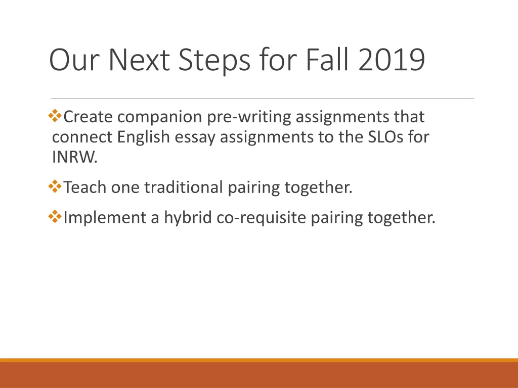 our next steps for fall 2019
