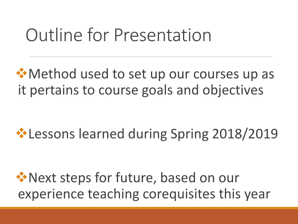 outline for presentation