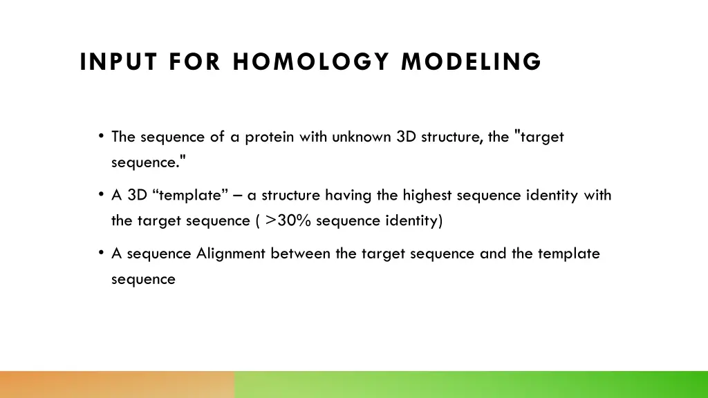 input for homology modeling