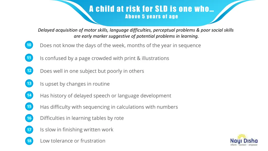 a child at risk for sld is one who above 5 years 1