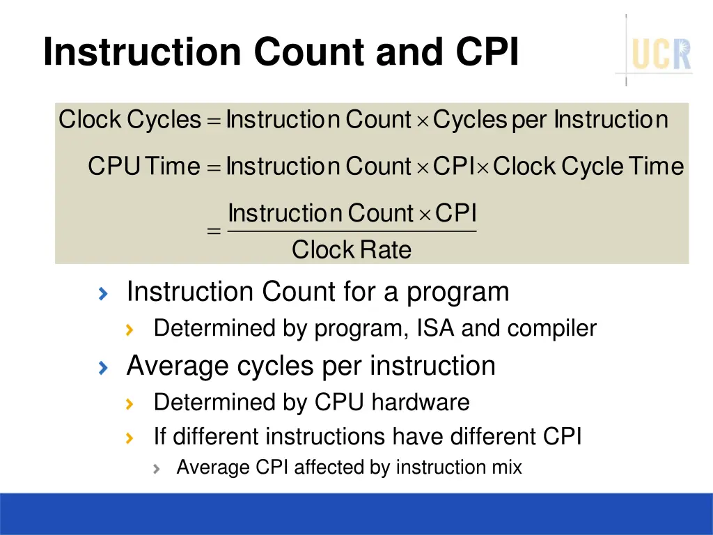 instruction count and cpi