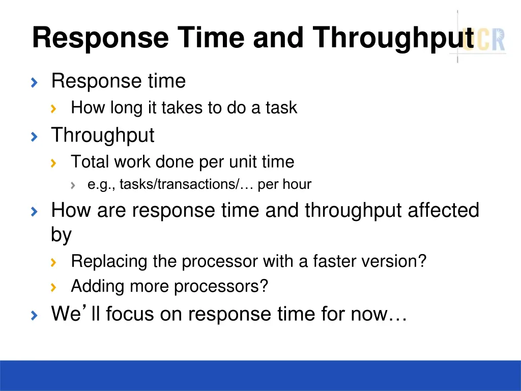 response time and throughput