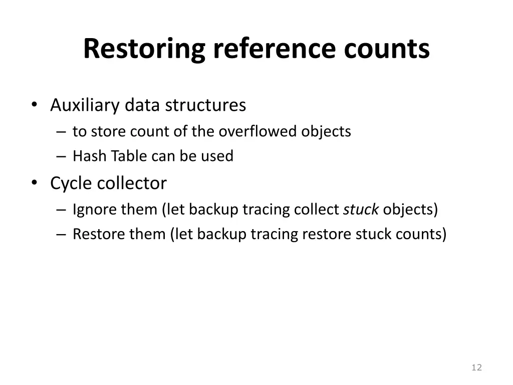 restoring reference counts