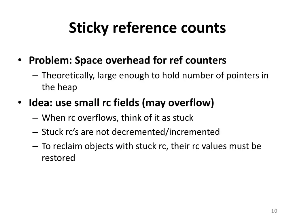 sticky reference counts