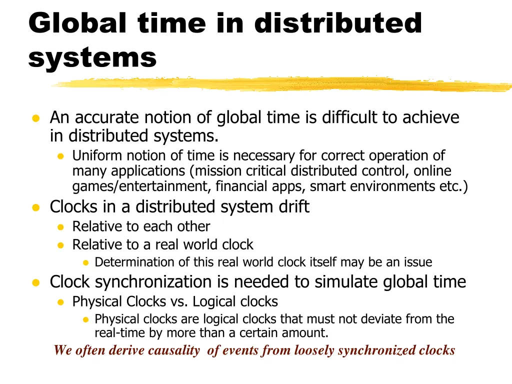 global time in distributed systems