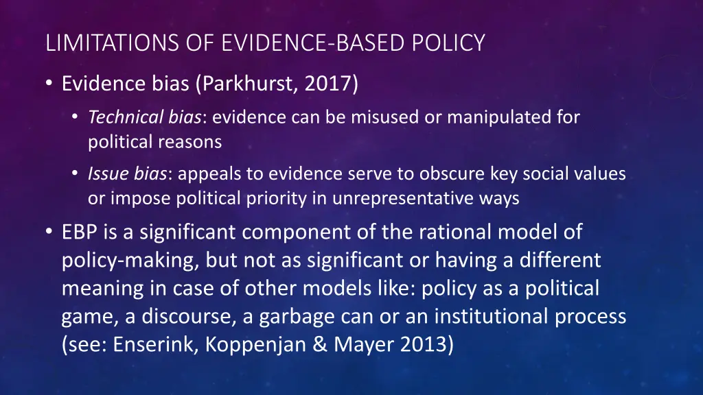 limitations of evidence based policy 1
