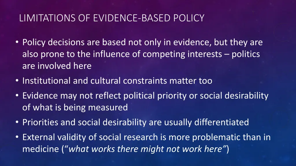 limitations of evidence based policy