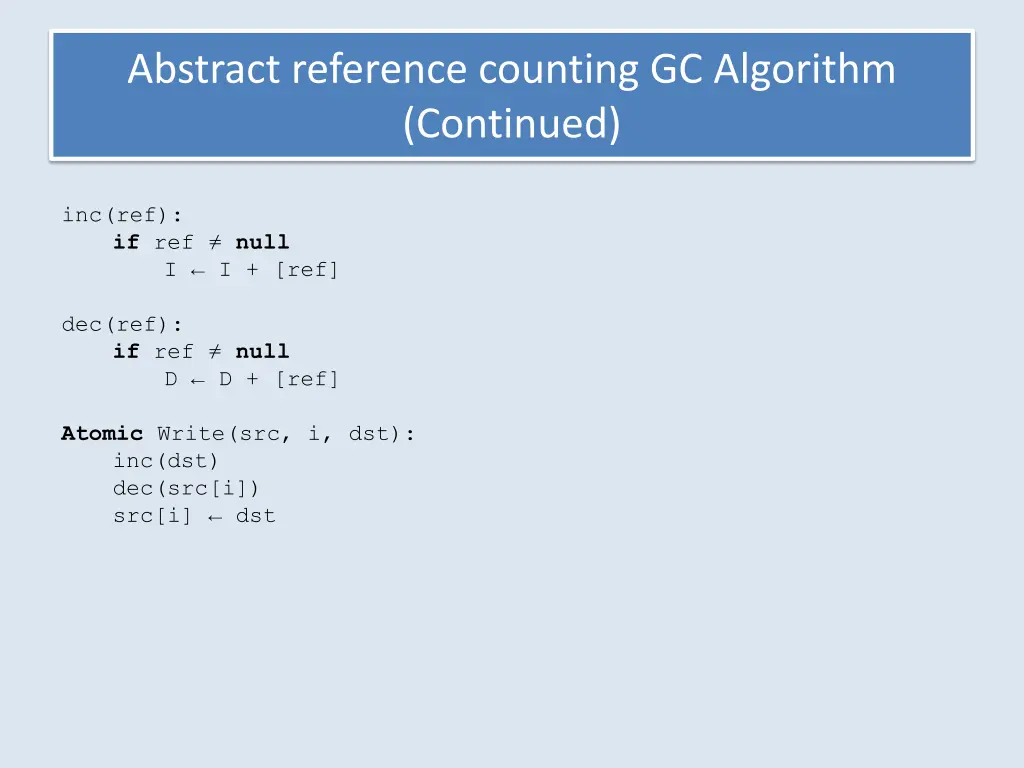 abstract reference counting gc algorithm continued 1