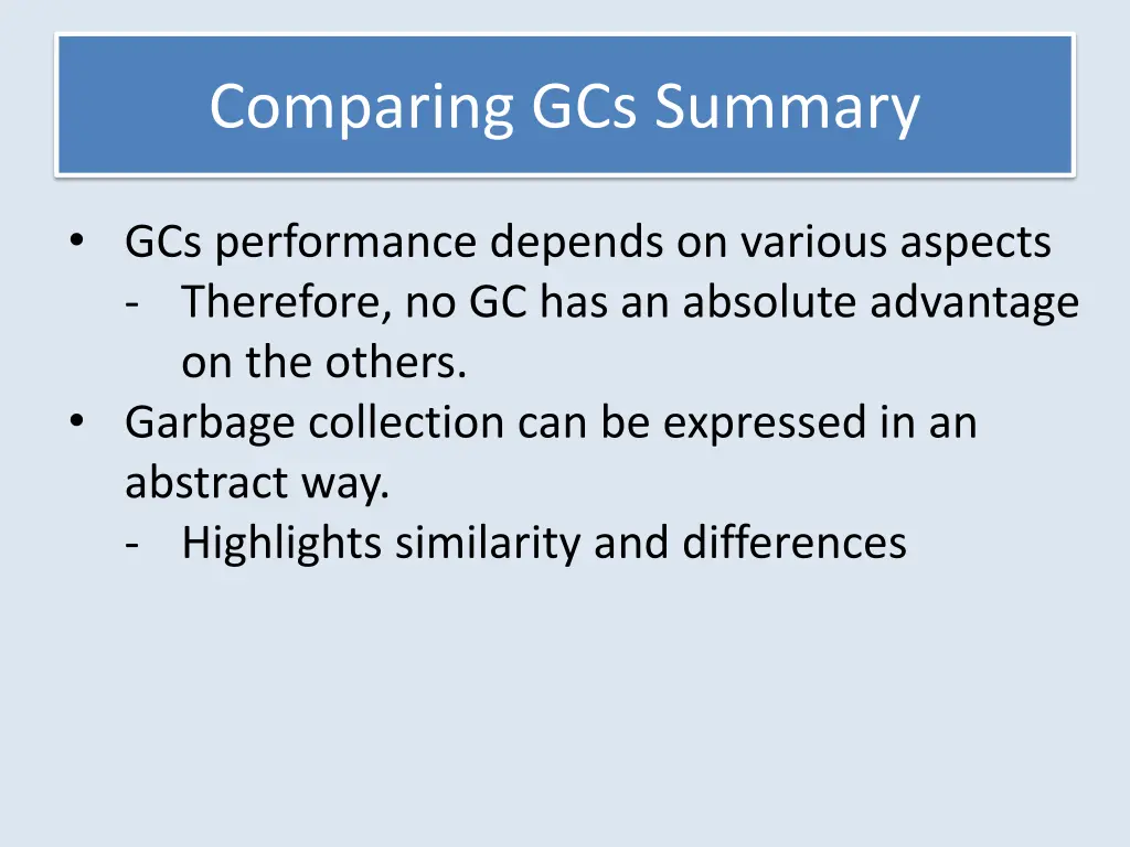 comparing gcs summary