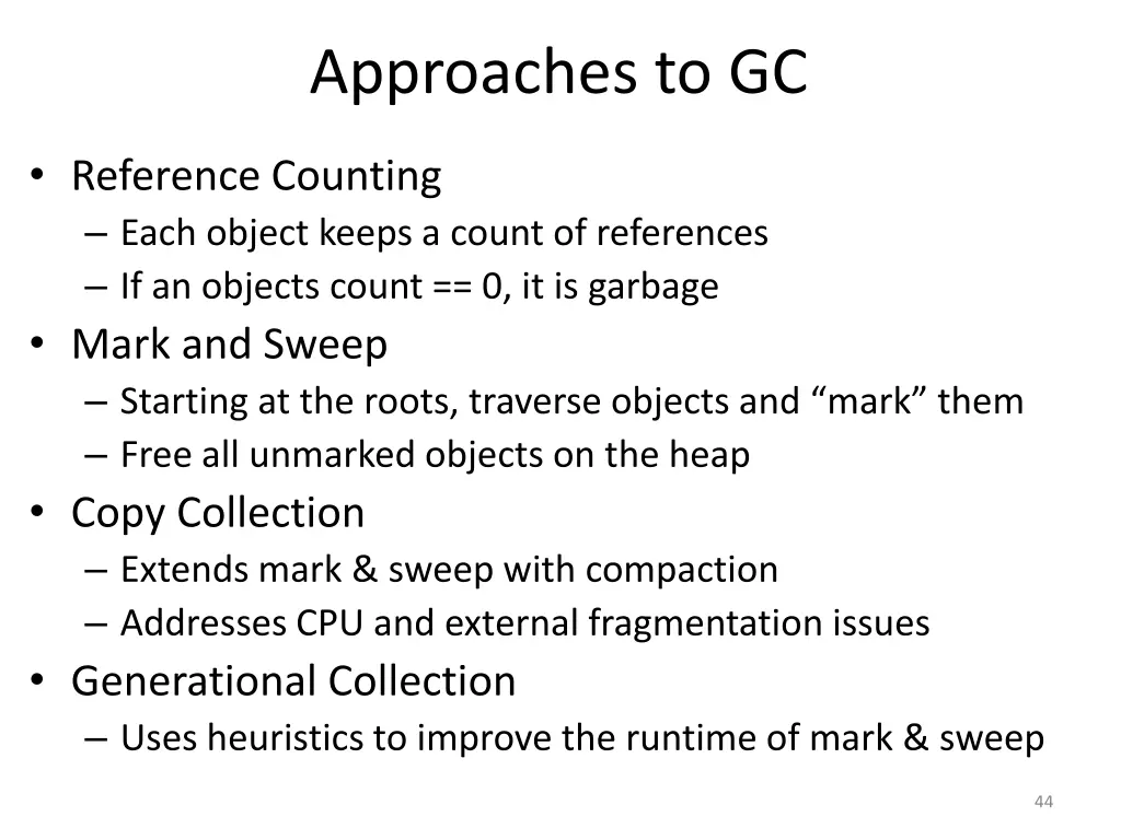 approaches to gc