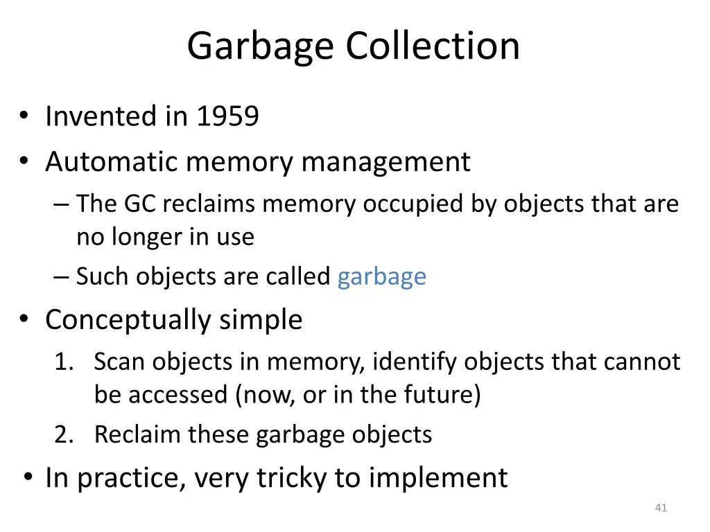 garbage collection