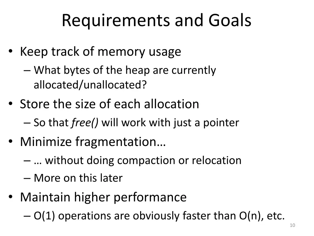requirements and goals