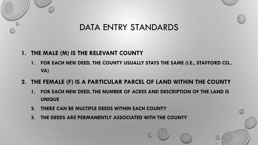 data entry standards