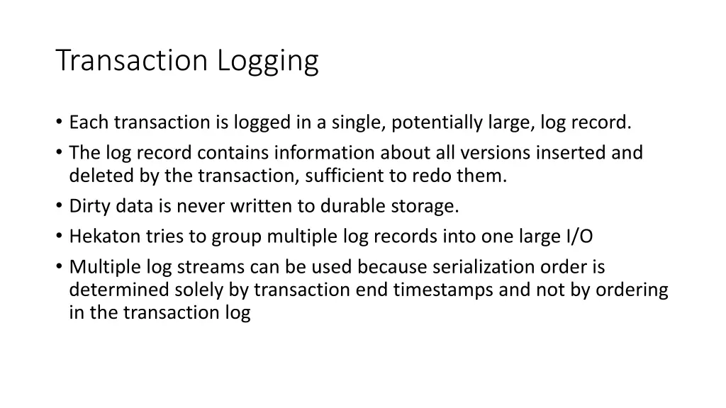 transaction logging