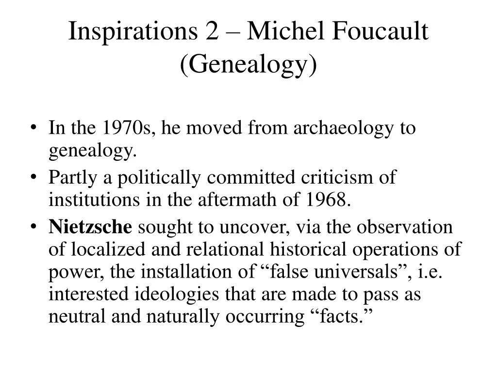 inspirations 2 michel foucault genealogy