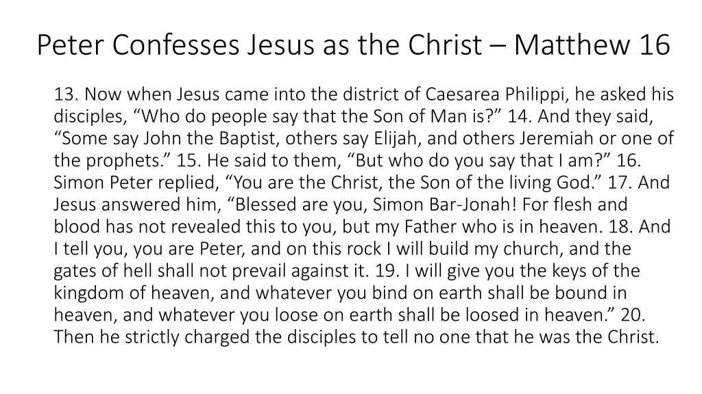 peter confesses jesus as the christ matthew 16