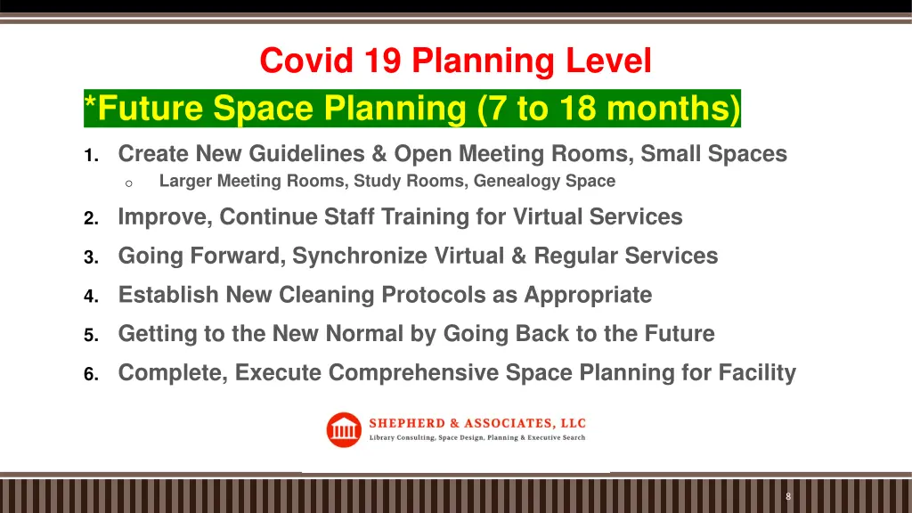 covid 19 planning level future space planning