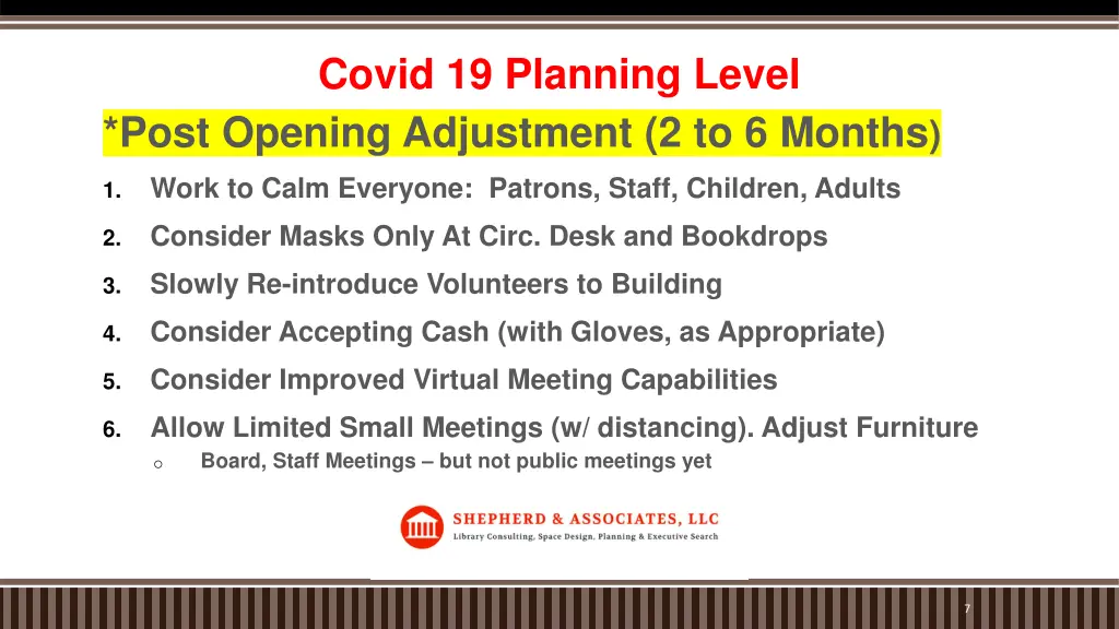 covid 19 planning level post opening adjustment