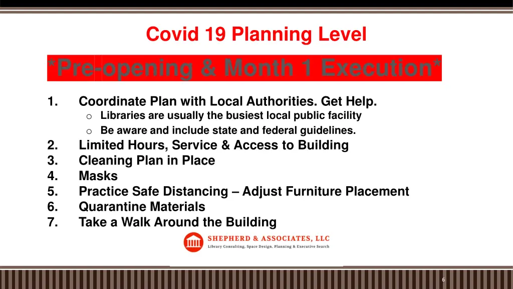 covid 19 planning level pre opening month 1