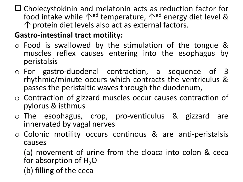 cholecystokinin and melatonin acts as reduction