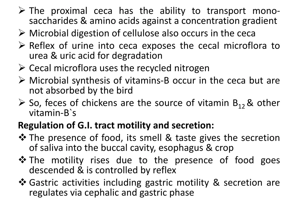the proximal ceca has the ability to transport