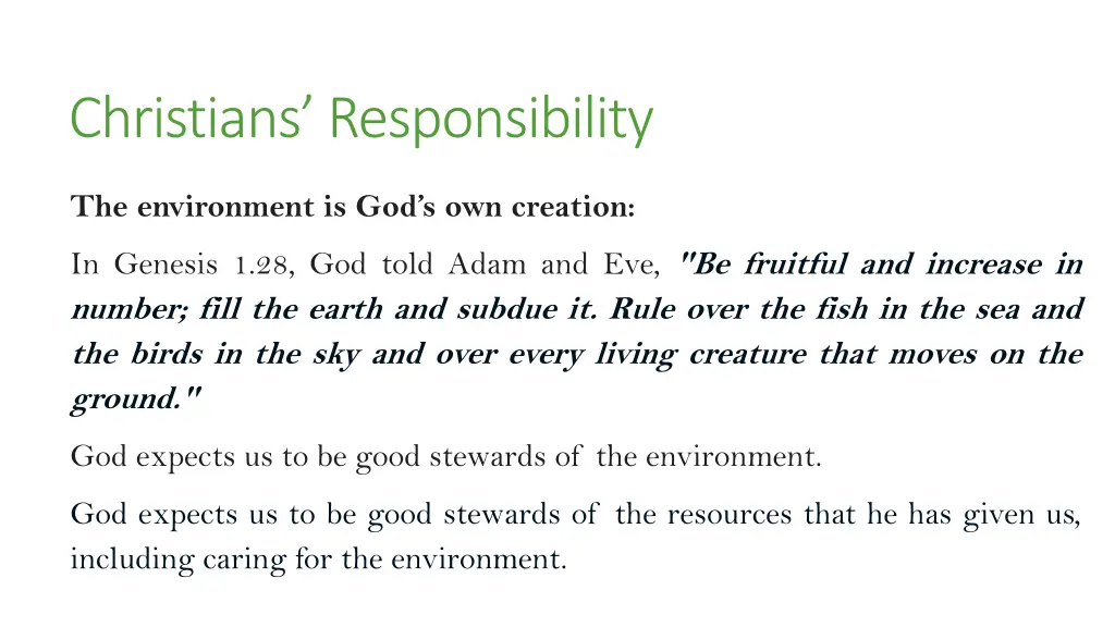 christians responsibility