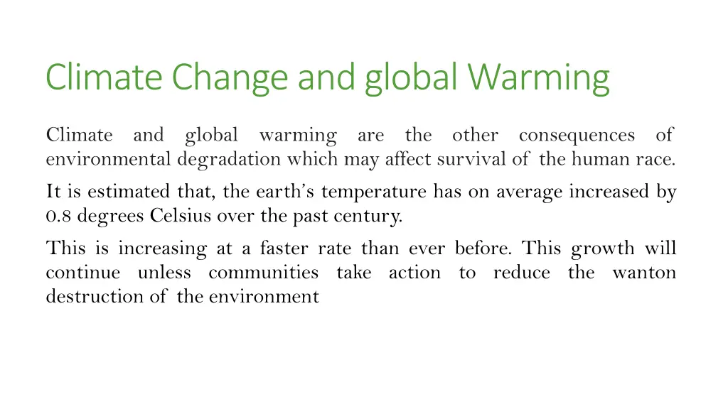 climate change and global warming
