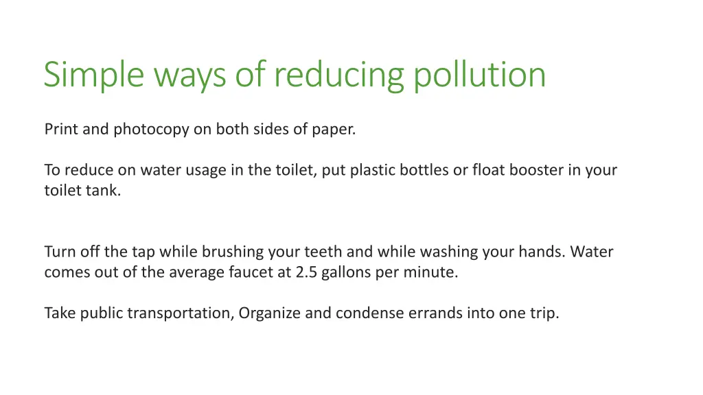 simple ways of reducing pollution 1