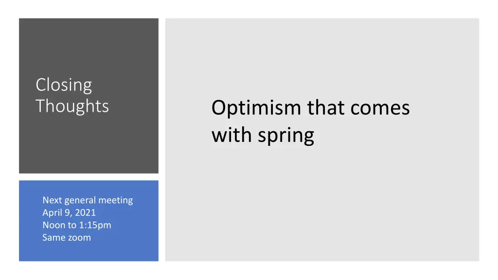 closing thoughts
