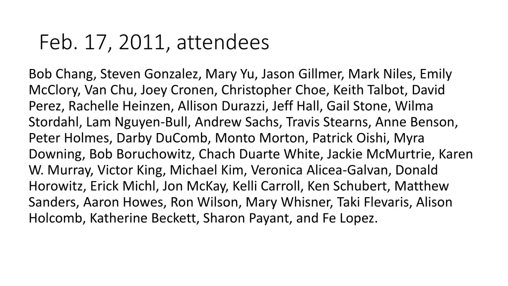 feb 17 2011 attendees