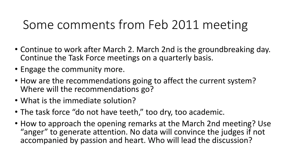 some comments from feb 2011 meeting