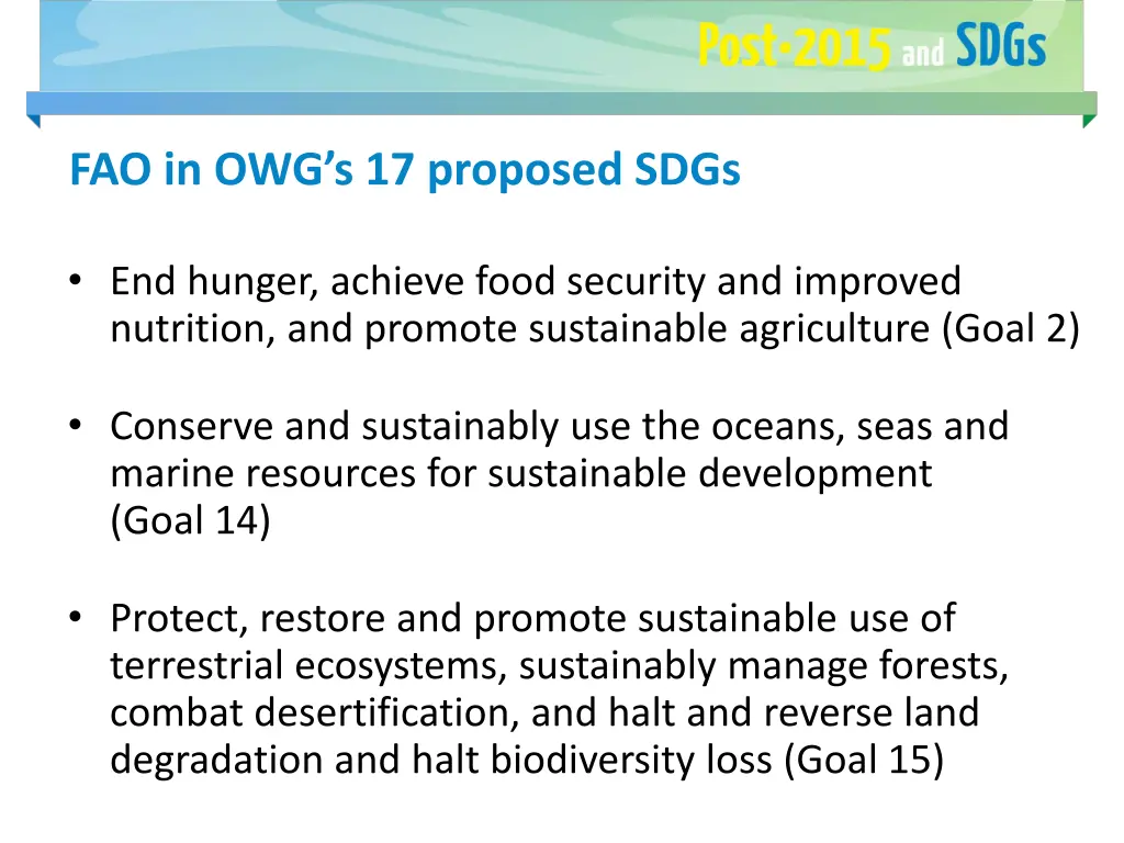 fao in owg s 17 proposed sdgs