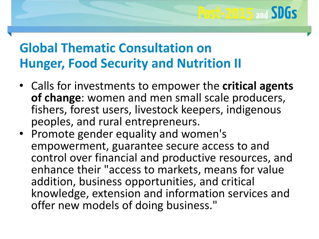 global thematic consultation on hunger food 1
