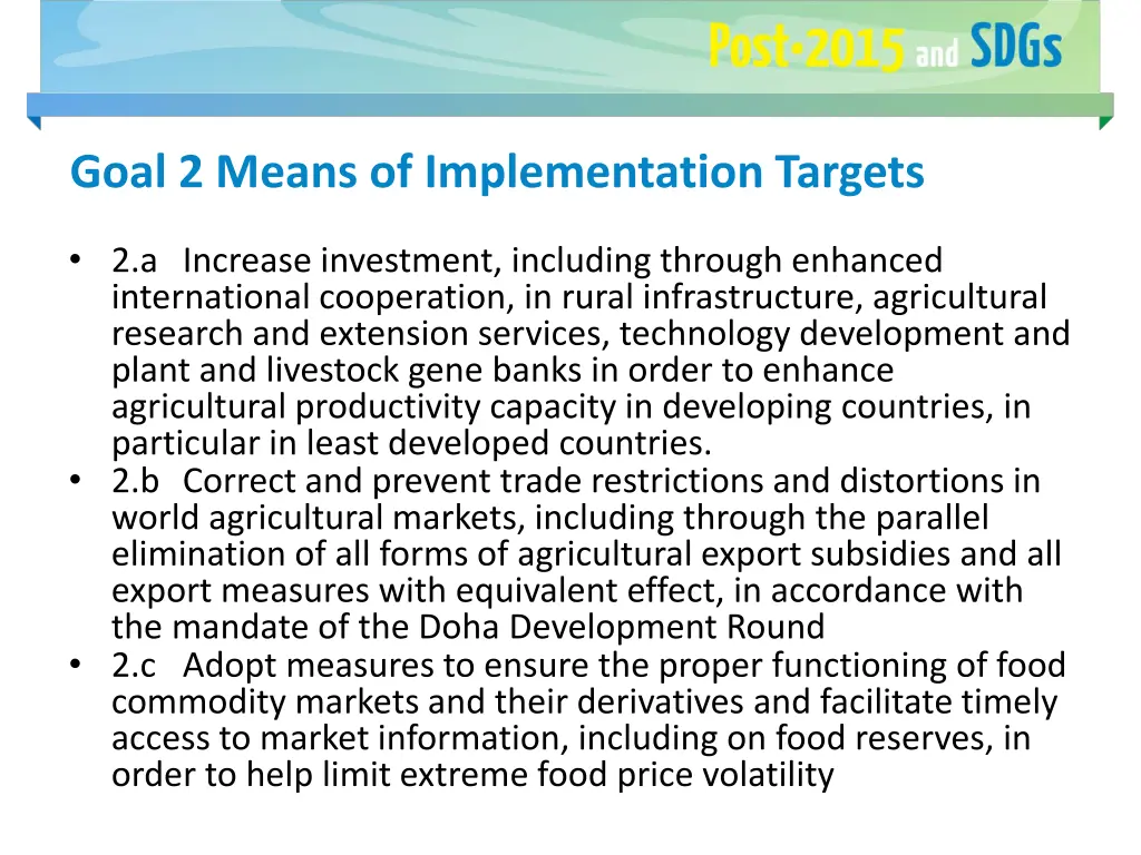 goal 2 means of implementation targets